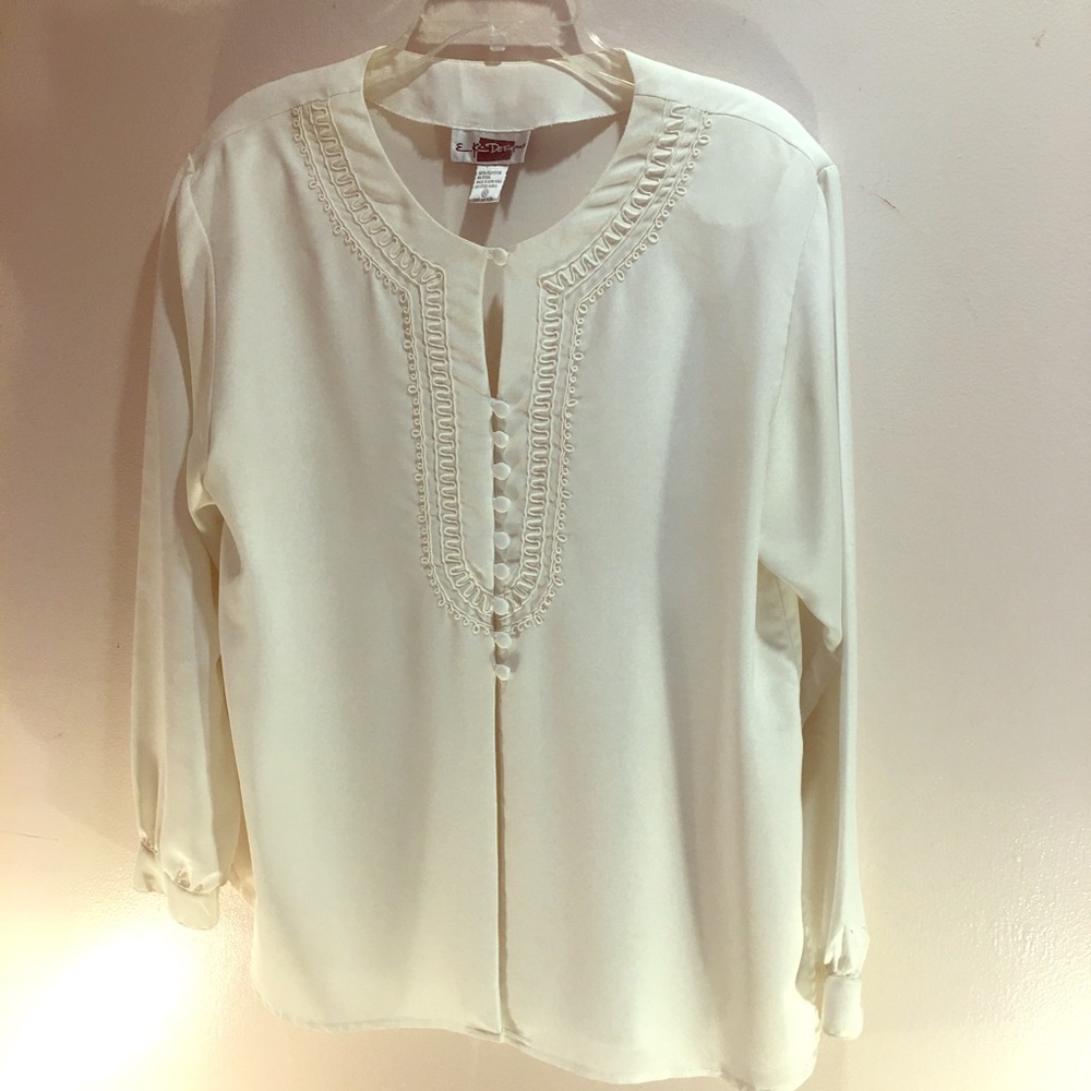 EK designs white long tunic crêpe shirt